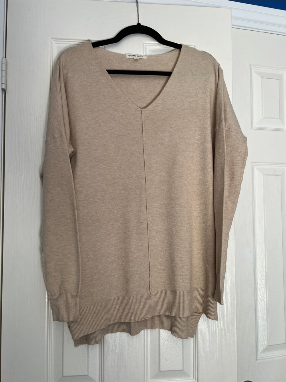 Urban Daizy Beige V-Neck Lightweight Supersoft Sweater